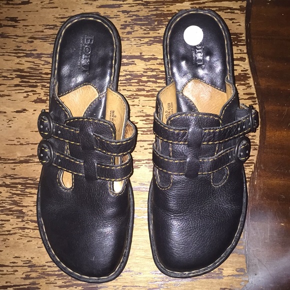 Born 2-buckle Mules/Slides/Clogs Black Leather 9M - Picture 6 of 8